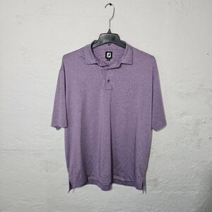 FootJoy Polo Shirt Mens 2XL Purple Striped Short Sleeve Golf Stretch FJ Logo